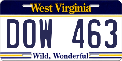 WV license plate DOW463