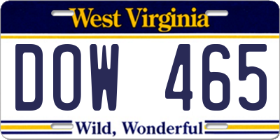 WV license plate DOW465