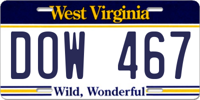 WV license plate DOW467