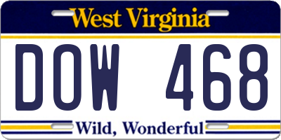 WV license plate DOW468