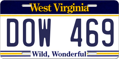 WV license plate DOW469