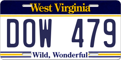 WV license plate DOW479