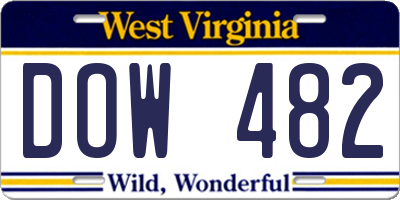 WV license plate DOW482