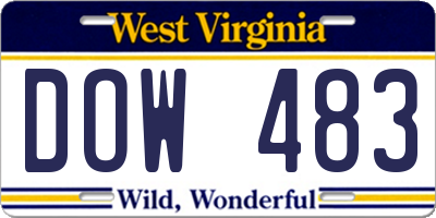 WV license plate DOW483