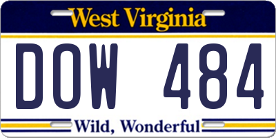 WV license plate DOW484