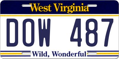 WV license plate DOW487