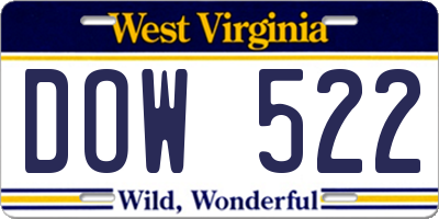 WV license plate DOW522