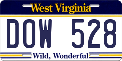 WV license plate DOW528