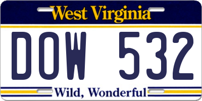 WV license plate DOW532
