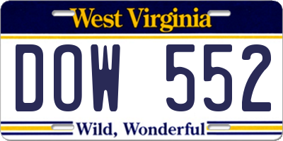 WV license plate DOW552