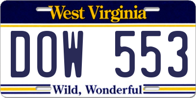 WV license plate DOW553