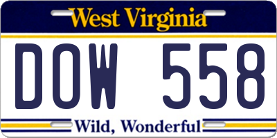 WV license plate DOW558