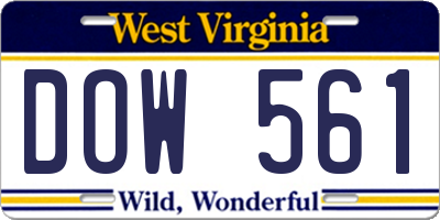 WV license plate DOW561