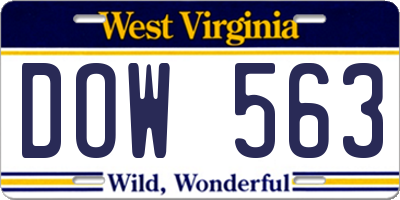 WV license plate DOW563