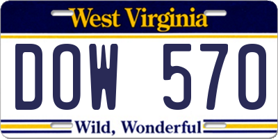 WV license plate DOW570