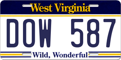 WV license plate DOW587