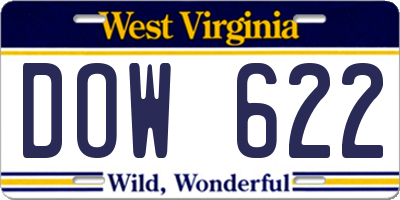 WV license plate DOW622