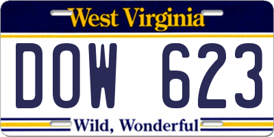 WV license plate DOW623