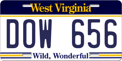 WV license plate DOW656