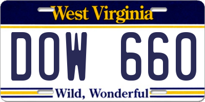 WV license plate DOW660