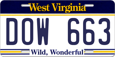 WV license plate DOW663