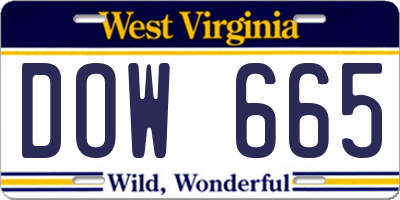 WV license plate DOW665