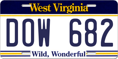 WV license plate DOW682