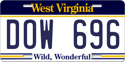 WV license plate DOW696