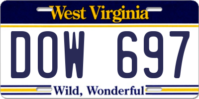 WV license plate DOW697