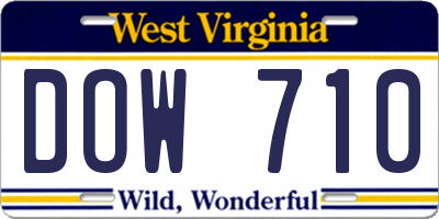 WV license plate DOW710