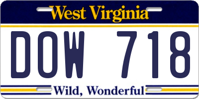 WV license plate DOW718