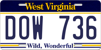 WV license plate DOW736