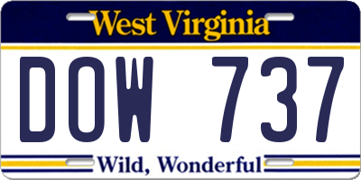 WV license plate DOW737