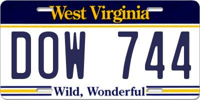 WV license plate DOW744