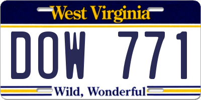 WV license plate DOW771