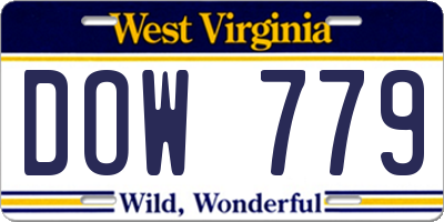 WV license plate DOW779