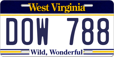 WV license plate DOW788