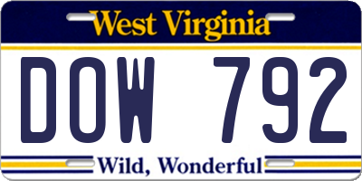 WV license plate DOW792