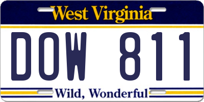 WV license plate DOW811