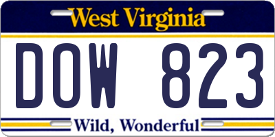WV license plate DOW823