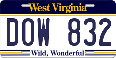 WV license plate DOW832