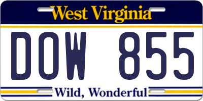 WV license plate DOW855