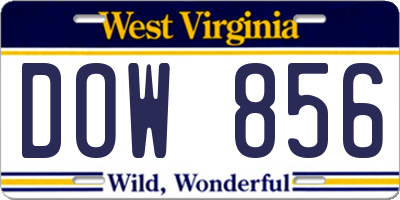 WV license plate DOW856