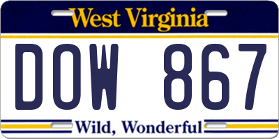 WV license plate DOW867