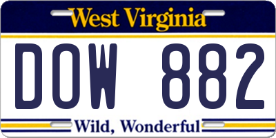WV license plate DOW882