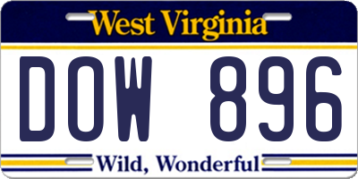WV license plate DOW896