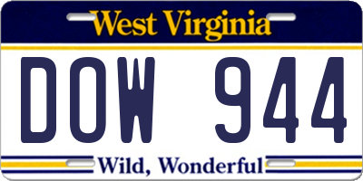 WV license plate DOW944