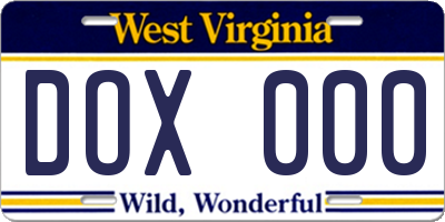 WV license plate DOX000