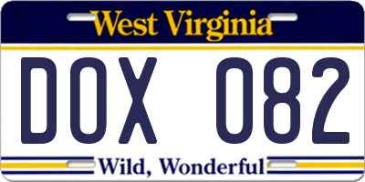 WV license plate DOX082