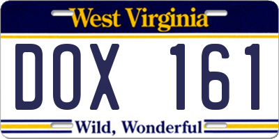 WV license plate DOX161